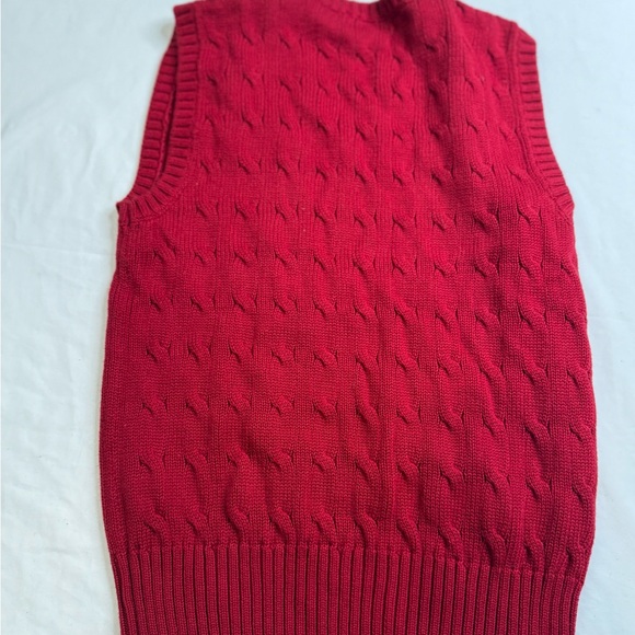 Polo Ralph Lauren Boys Size S(8) Cable Knit 100% Cotton Red Sweater Vest A020725 - Picture 2 of 4